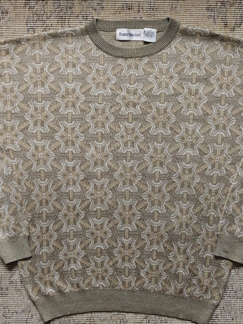 Vintage Barry Bricken Linen and Silk Blend Size Mens Medium Tan Beige Sweater